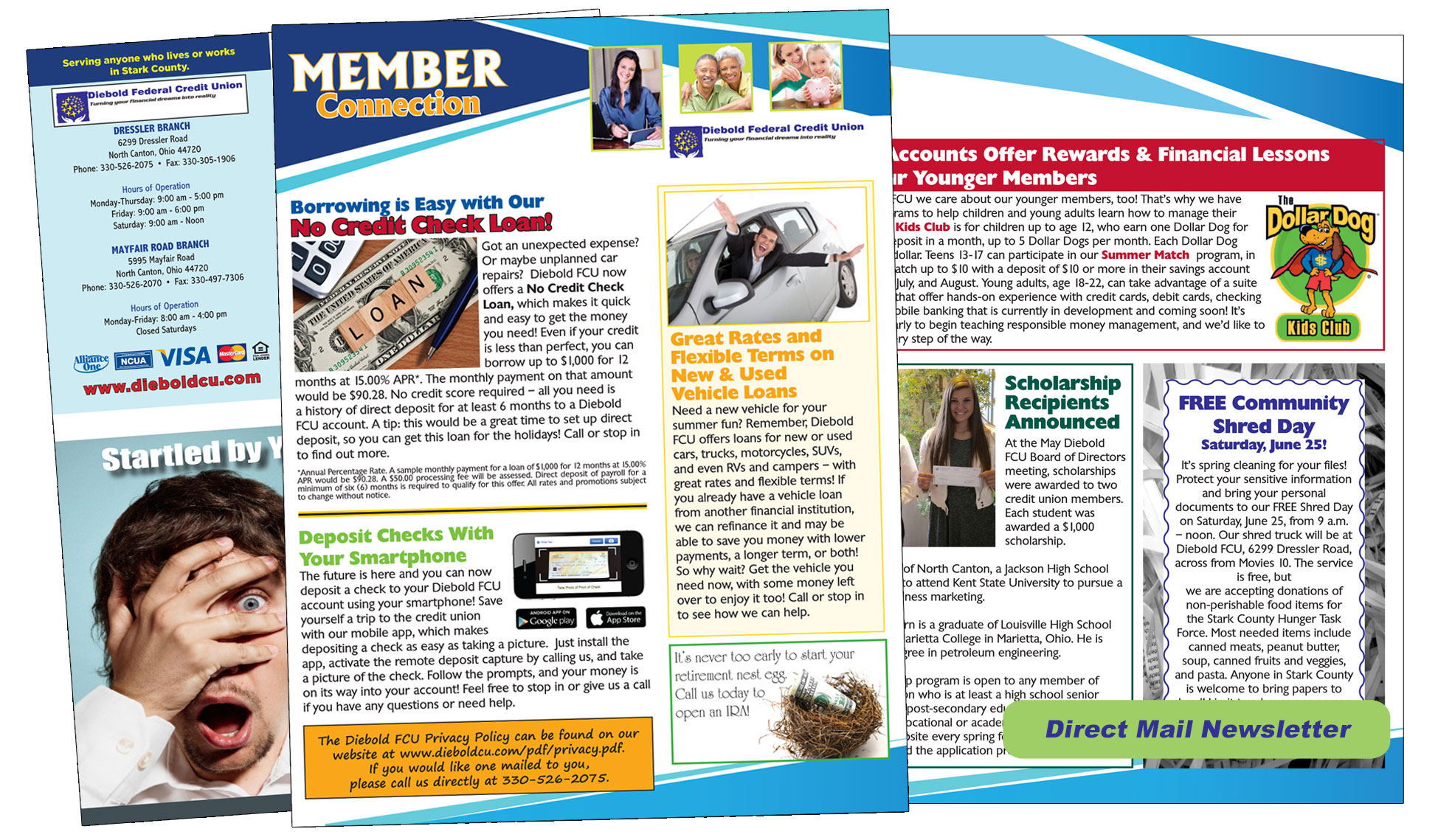 A page of the newsletter with pictures and information.